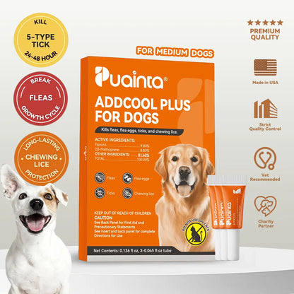 Puainta Flea & Tick Support Drops for Dogs & Cats - Gentle Spot-On Defense, All Breeds