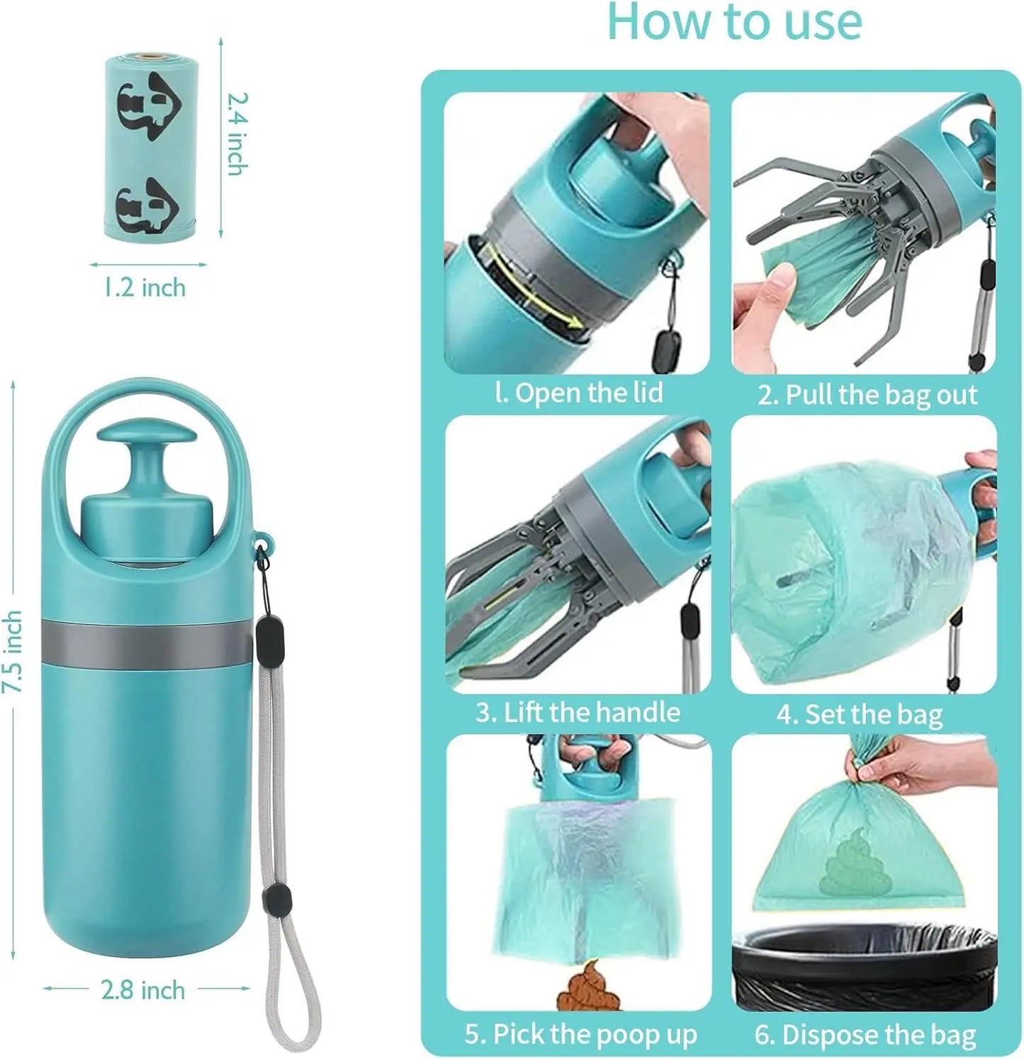 Portable Pet Poop Scooper, 1 Count Dog Waste Bag Holder, Pet Waste Bag Dispenser, Outdoor Dog Poop Scooper, Pet Supplies