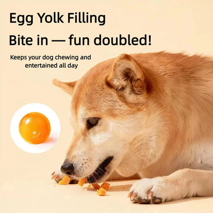 2-IN-1 Chicken & Duck Flavored Chew Balls for Dogs，Featuring a Freeze-Dried Egg Yolk Center ,Rawhide Dental Chew Ball Suitable for All Dog Breeds, Ideal for Use as Training Rewards or for Interactive Feeding,Both Indoors and Outdoors,11Oz