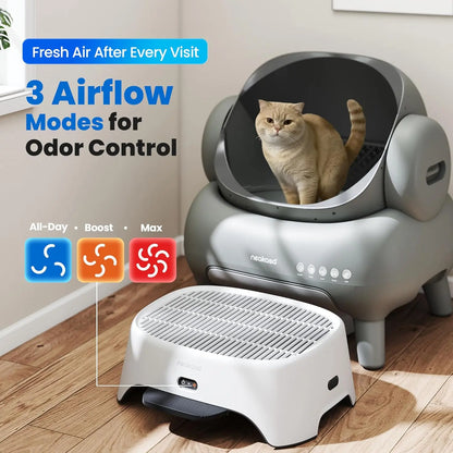 Neakasa Airstep Pet Air Purifier Step with HEPA Filter, 3-Mode Odor Control, Dust & Pet Hair Capture, Effective Litter Control, Compatible with M1 Plus/M1 Lite & Most Automatic/Traditional Litter Boxes