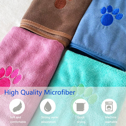 1 Pack Quick-Drying Dog Bathrobe, Terry Pet Robe Supplies with Adjustable Belly Band and Paw Embroidery, Super-Absorbent Soft Fabric #GLOBAL PICKS