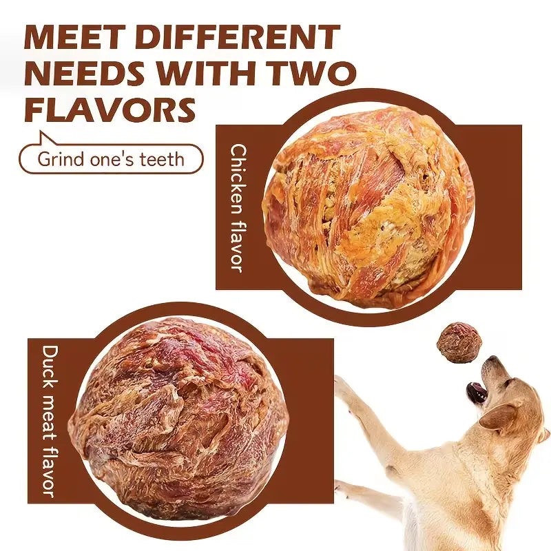 2-IN-1 Chicken & Duck Flavored Chew Balls for Dogs，Featuring a Freeze-Dried Egg Yolk Center ,Rawhide Dental Chew Ball Suitable for All Dog Breeds, Ideal for Use as Training Rewards or for Interactive Feeding,Both Indoors and Outdoors,11Oz