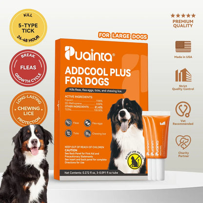 Puainta Flea & Tick Support Drops for Dogs & Cats - Gentle Spot-On Defense, All Breeds