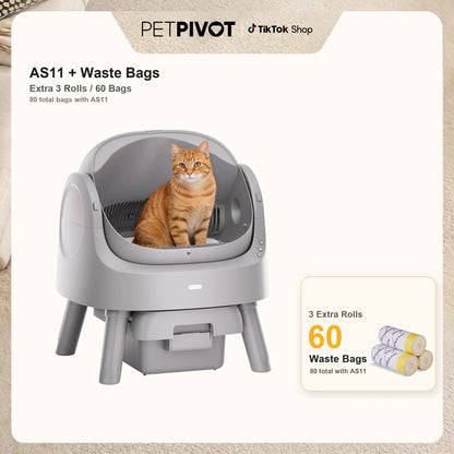 Petpivot Autoscooper Open-Top Automatic Self-Cleaning Cat Litter Box - Hands-Free, 6.5L/1.72Gal, 7L/1.85Gal Capacity, Limited-Time Extra 60 Waste Bags (80 Total Bags)