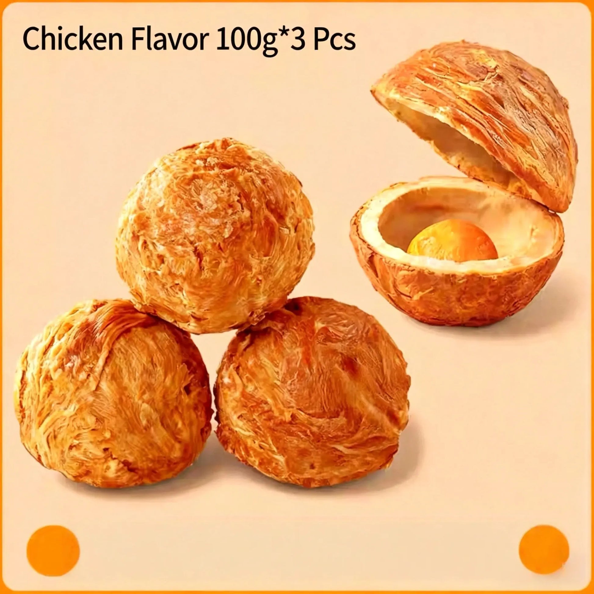 2-IN-1 Chicken & Duck Flavored Chew Balls for Dogs，Featuring a Freeze-Dried Egg Yolk Center ,Rawhide Dental Chew Ball Suitable for All Dog Breeds, Ideal for Use as Training Rewards or for Interactive Feeding,Both Indoors and Outdoors,11Oz