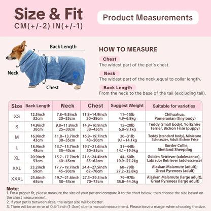 1 Pack Quick-Drying Dog Bathrobe, Terry Pet Robe Supplies with Adjustable Belly Band and Paw Embroidery, Super-Absorbent Soft Fabric #GLOBAL PICKS