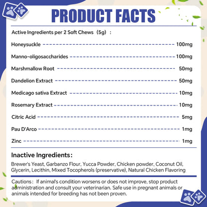 Profluffybio Natural Dog Yeast Infection Treatment - Itchy Skin & Ear Relief, Reduces Inflammation & Irritation, Soothes Allergy Symptoms - Herbal Supplement Soft Chews for Dogs' Healthy Itch Relief (250G)